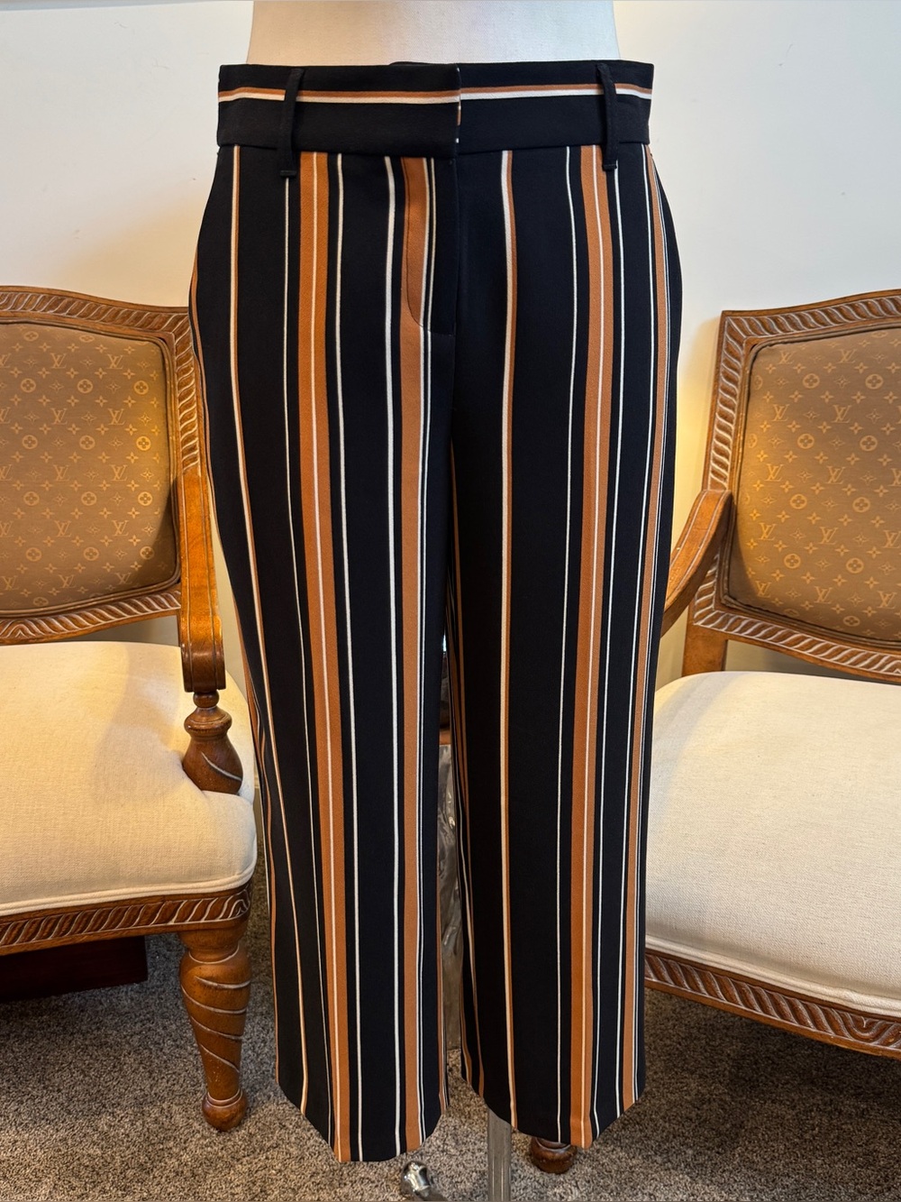 Next Tailoring Striped Wide-Leg Trousers Size 8 Preppy Office Workwear